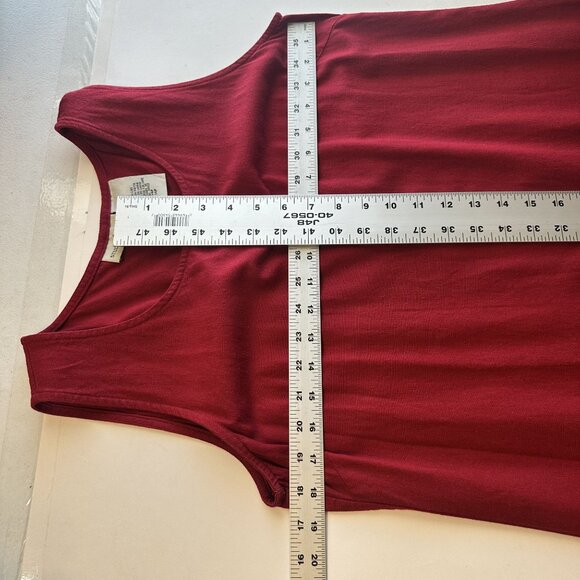 Vtg Womens Red Linen Maxi Dress Shift Medium 90s Sleeveless Studio Ease Petite - Picture 7 of 8